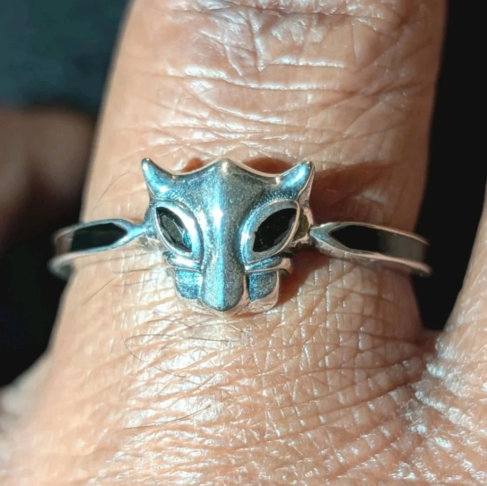 Women's Shiny Dainty Black Panther Wakanda Forever 925 Sterling Silver Ring Sz 7